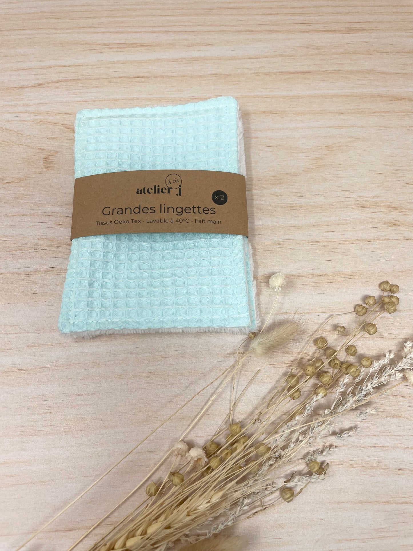 Grandes lingettes lavables - lot de 2