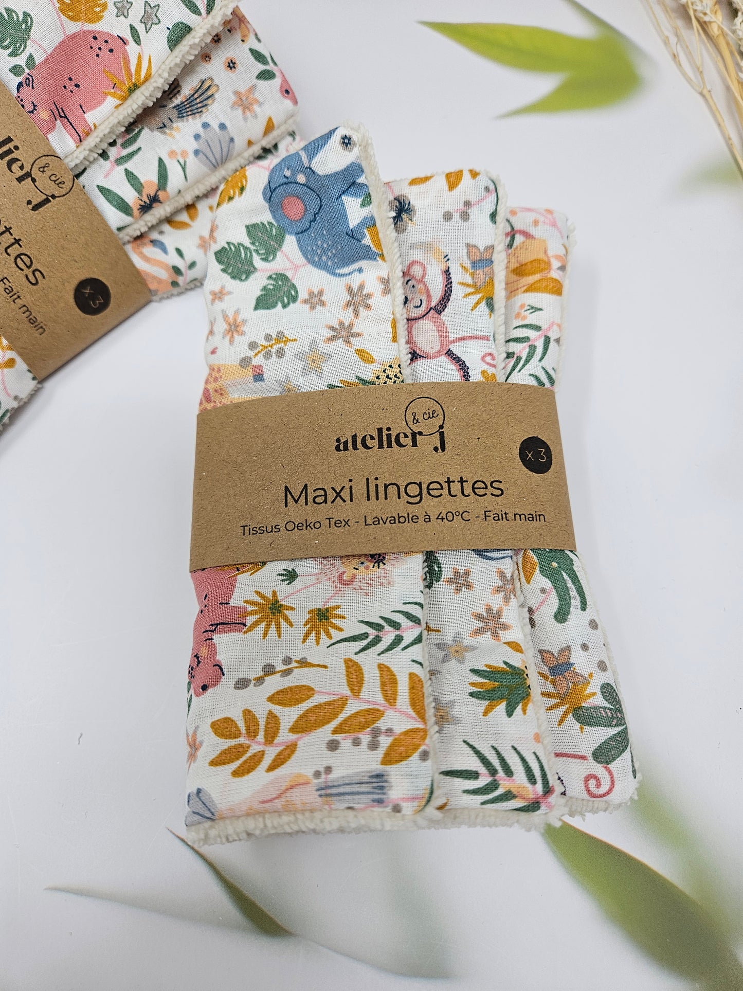 Maxi lingettes en lot de 3 / cotons lavables