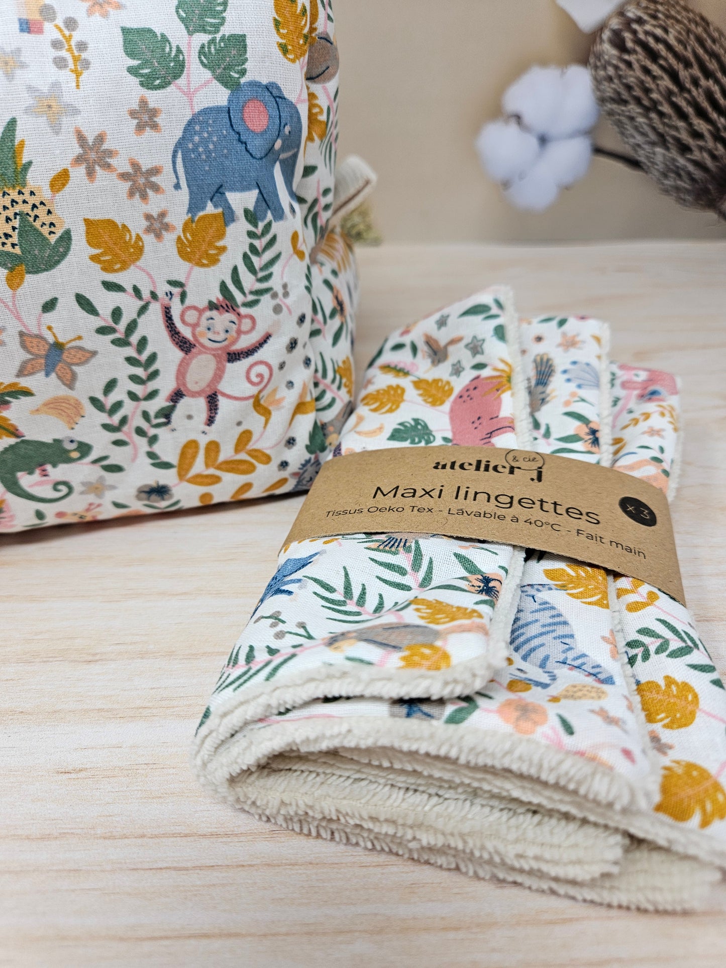 Maxi lingettes en lot de 3 / cotons lavables