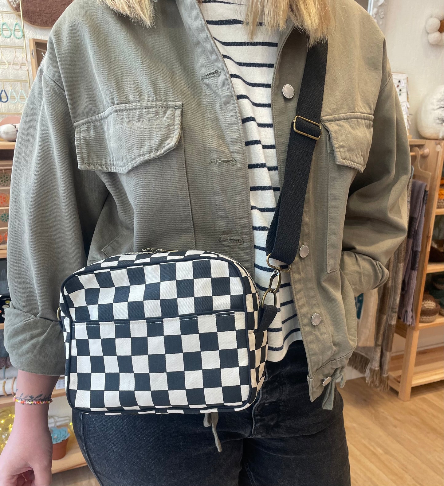 Sac bandoulière à damier