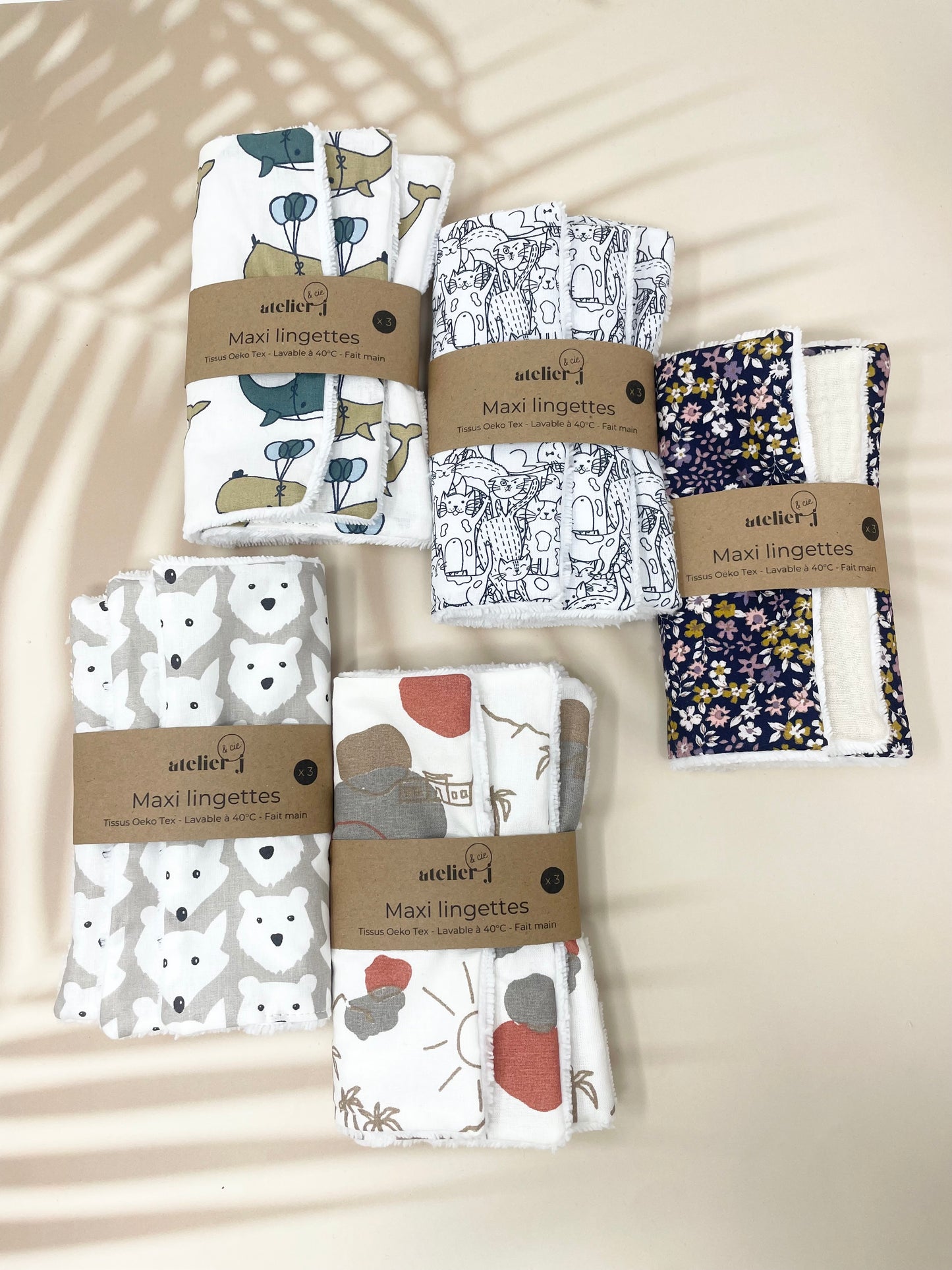 Maxi lingettes en lot de 3 / cotons lavables