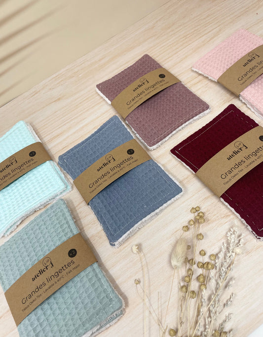 Grandes lingettes lavables - rectangulaire - lot de 2