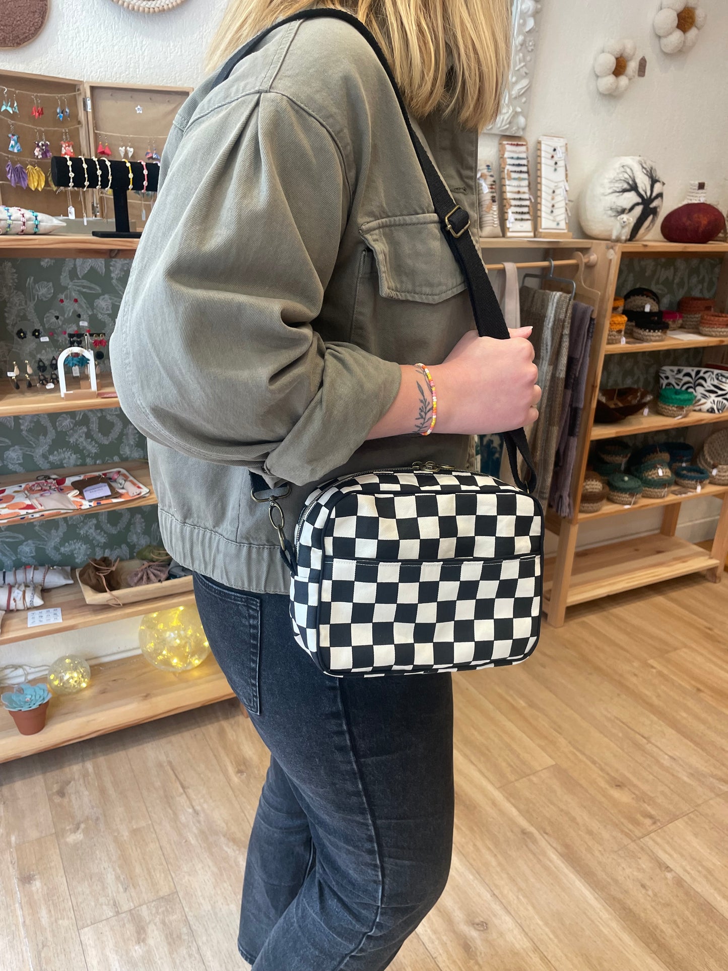 Sac bandoulière à damiers