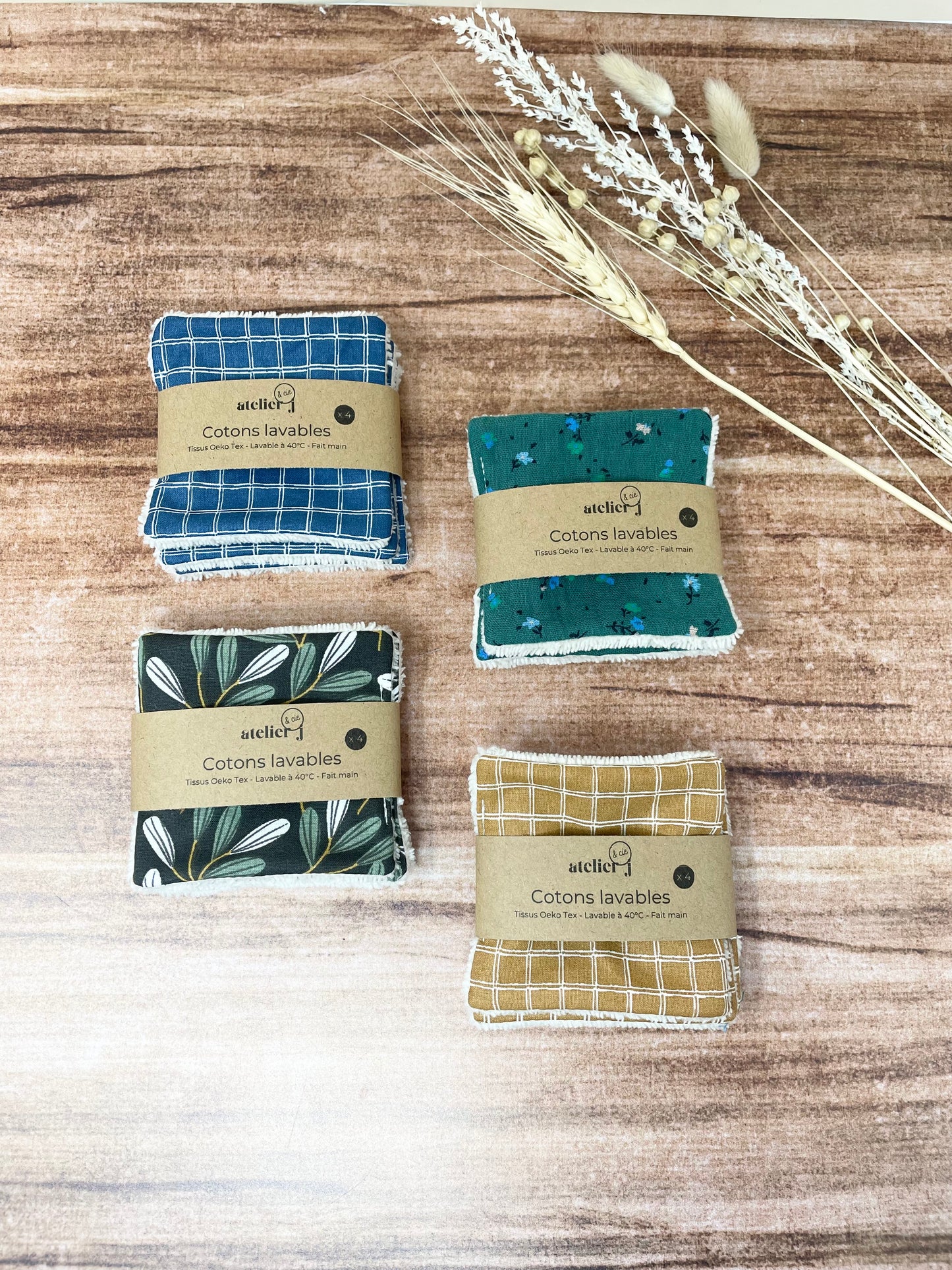 Petits cotons lavables - lingettes démaquillantes zéro déchet en lot de 4