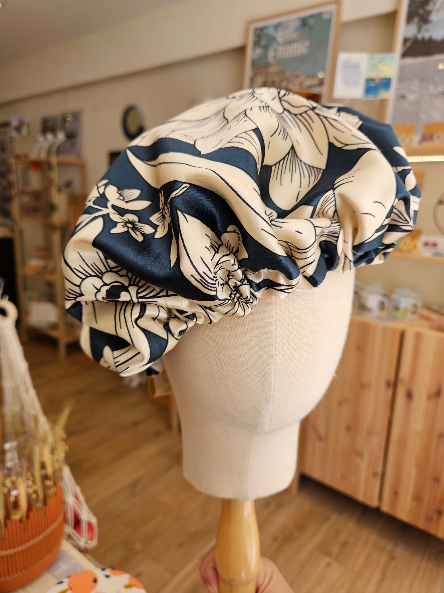 Bonnet de soin cheveux en satin