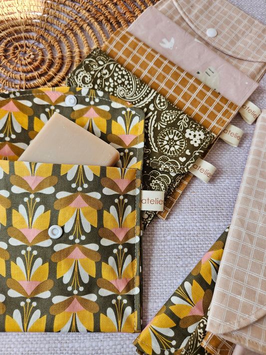 Pochette à savon solide en tissu enduit – fermeture pression