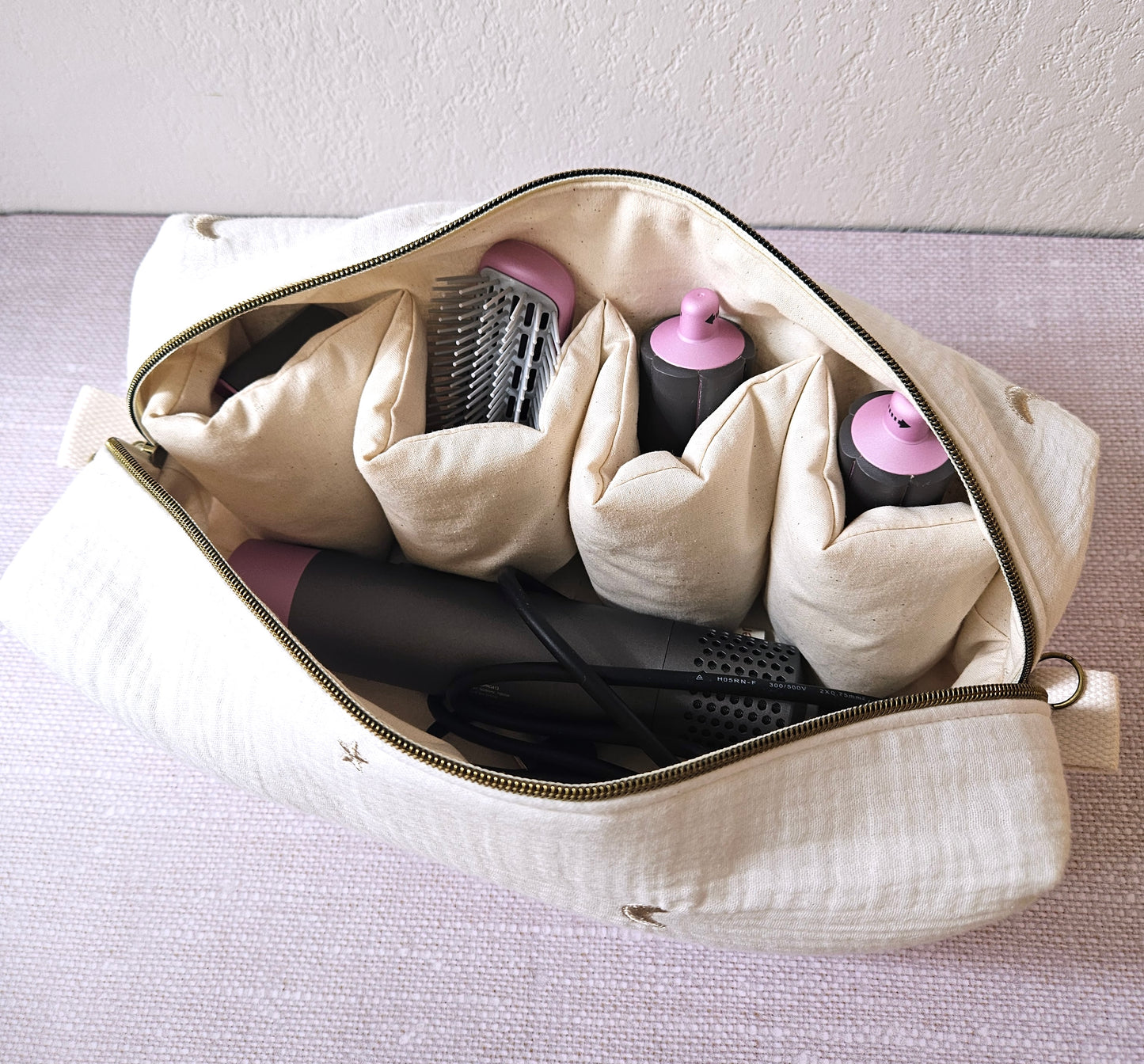 Trousse de rangement sèche-cheveux & accessoires – matelassée – compatible Dyson Airwrap