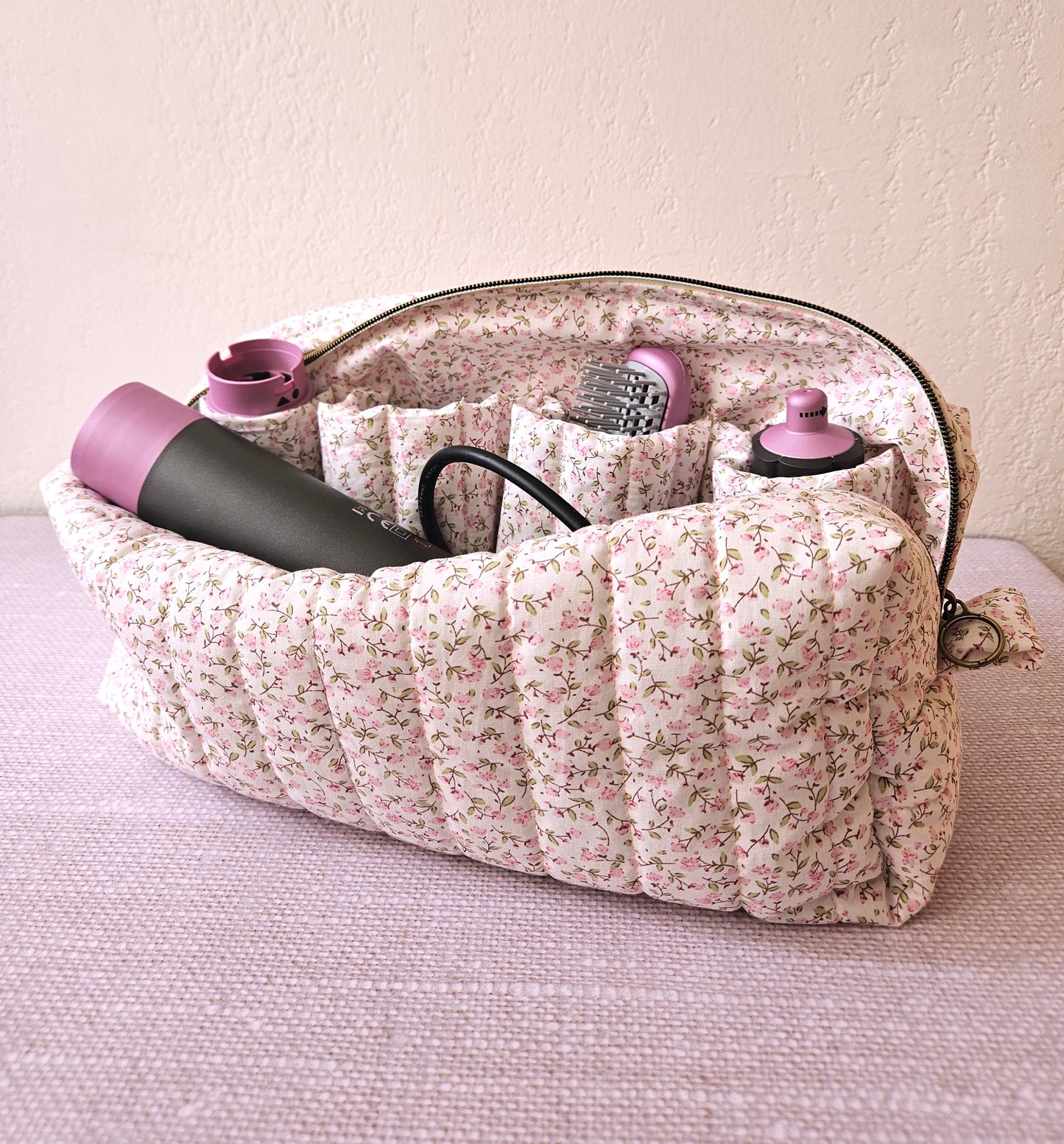 Pochette de rangement Dyson Airwrap fait main tissu petites fleurs vintage – Atelier J