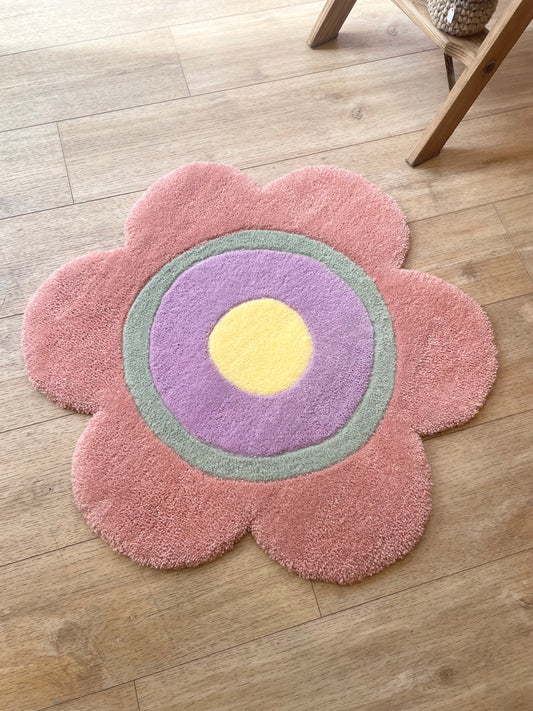 Tapis fleur tufté à la main